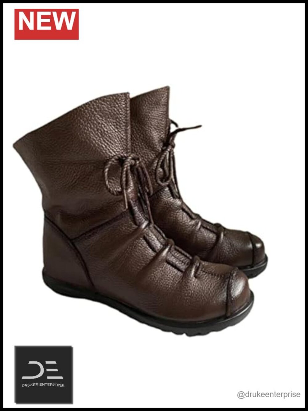 Women's Genuine Leather Casual Soft Flat Boots, Renaissance Historical Shoes